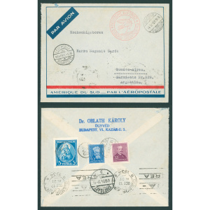 1934 - 2. súlyfokozatú légiposta boríték Dél-Amerikába küldve nagy Madonna 5P ritka köznapi felhasználás
