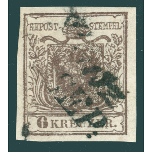 1850 Ausztria 6kr HP type Ib feketésbarna (!) - Ferchenbauer 250 EUR - Attest Goller - Image 2