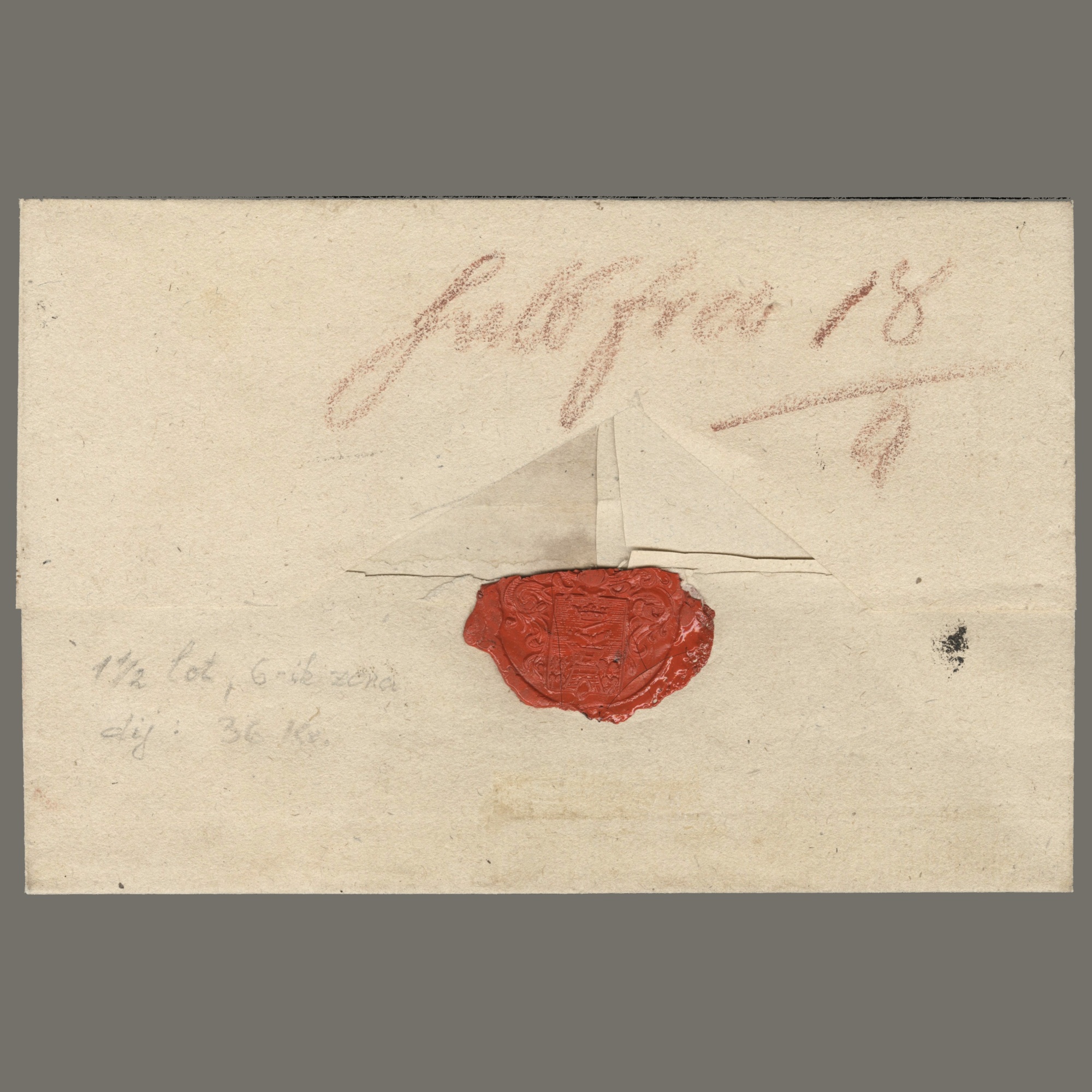 1825 Austria - Return receipt half postage paid long-distance letter with rare P18 postage due mark, stamped with HERMANSTADT line postmark - total postage was 36 kr - Image 2