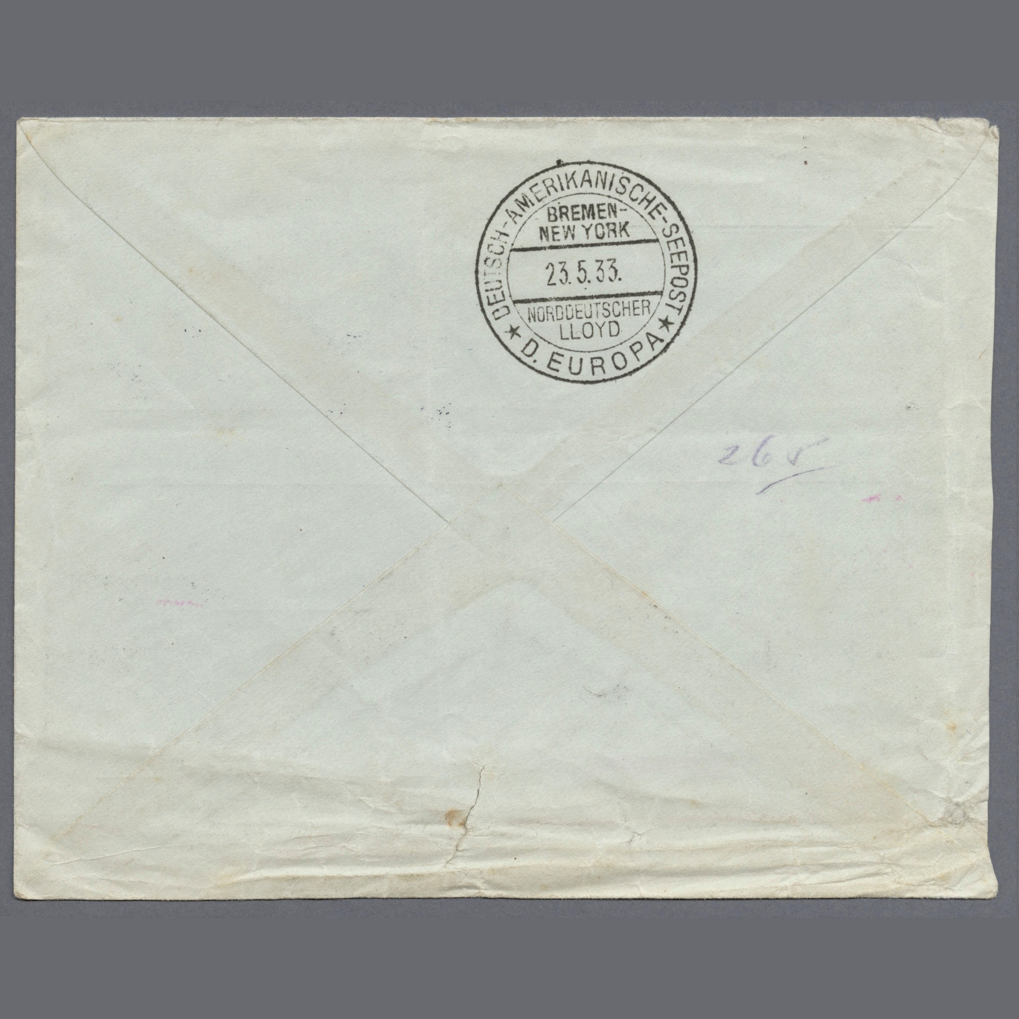 1933 Hungary - Rare, everyday used catapult cover mailed from Veszprém, with the EUROPA ship's on-board catapult postmark - Image 3