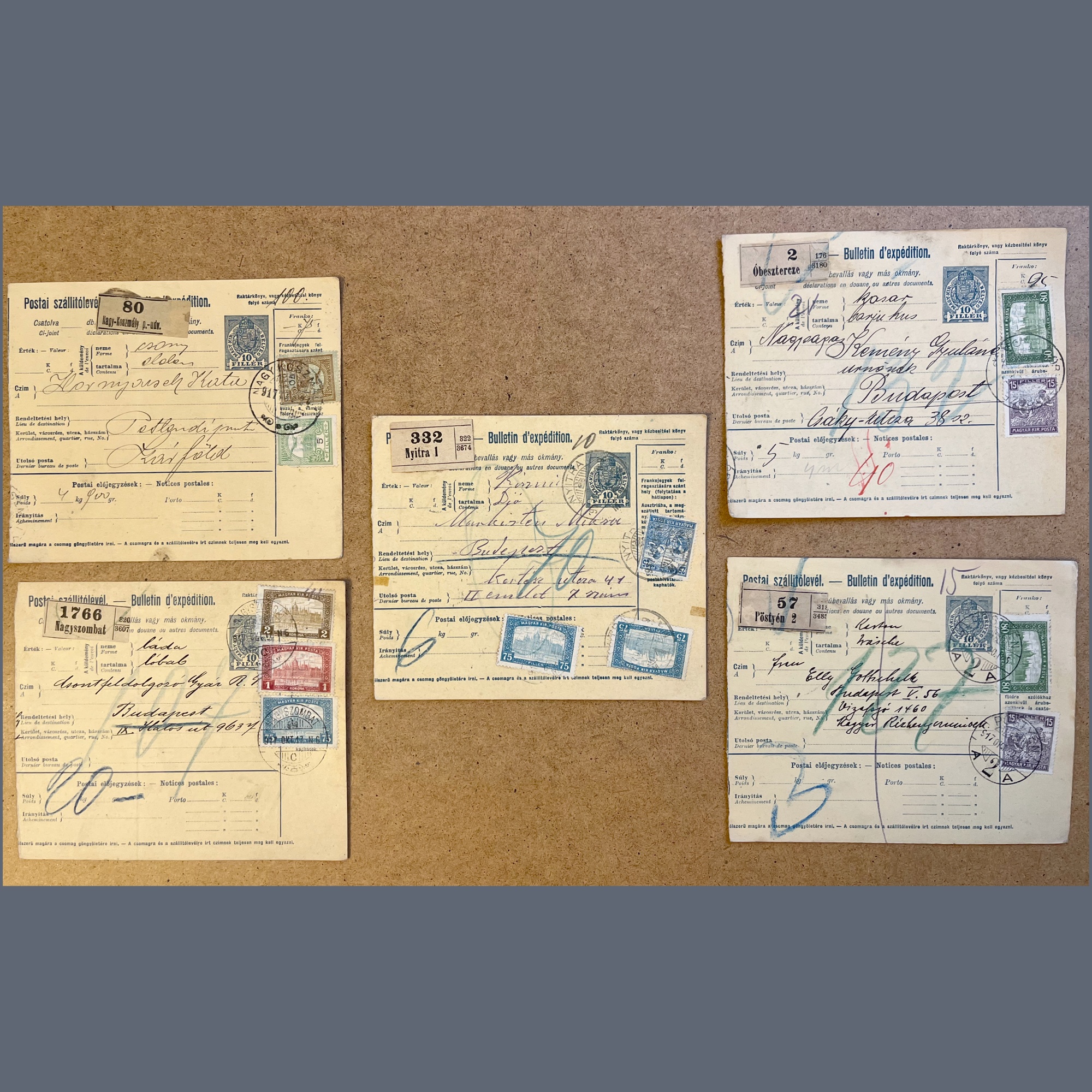 1916-20 Hungary - 25 parcel cards from the territory of present-day Slovakia - including better frankings and postmarks - each card is from different settlement - Image 4